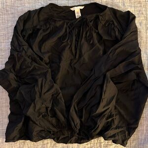 H&M Black Blouse with Tie Neck